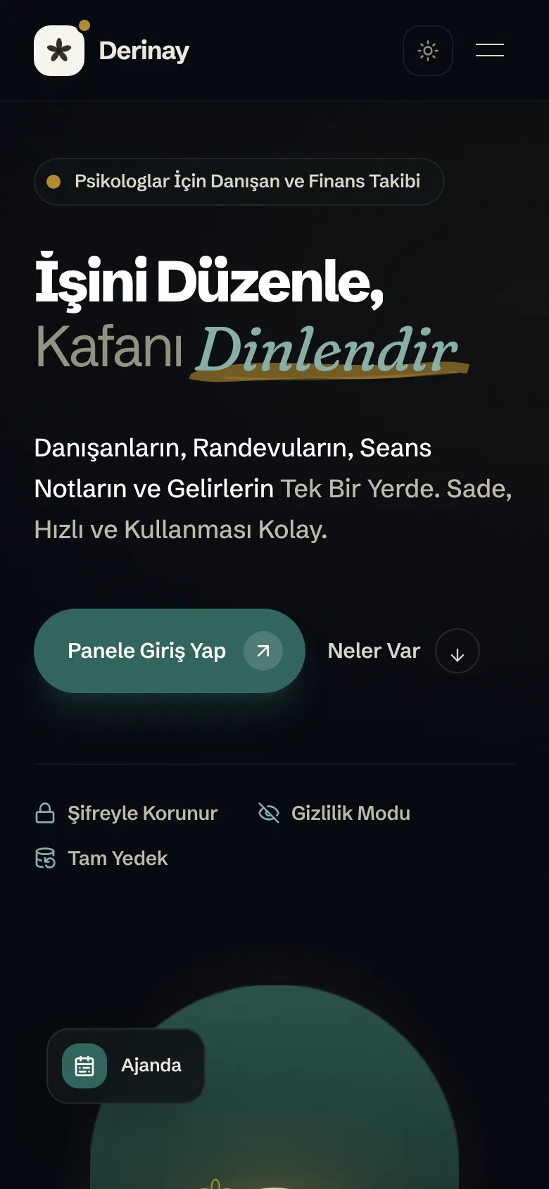 Derinay telefon ekranı
