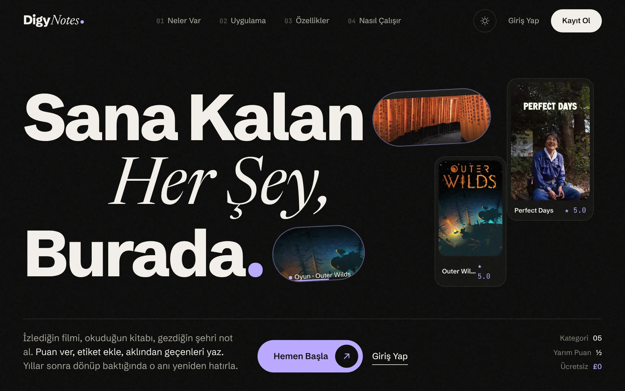 DigyNotes ana ekranı