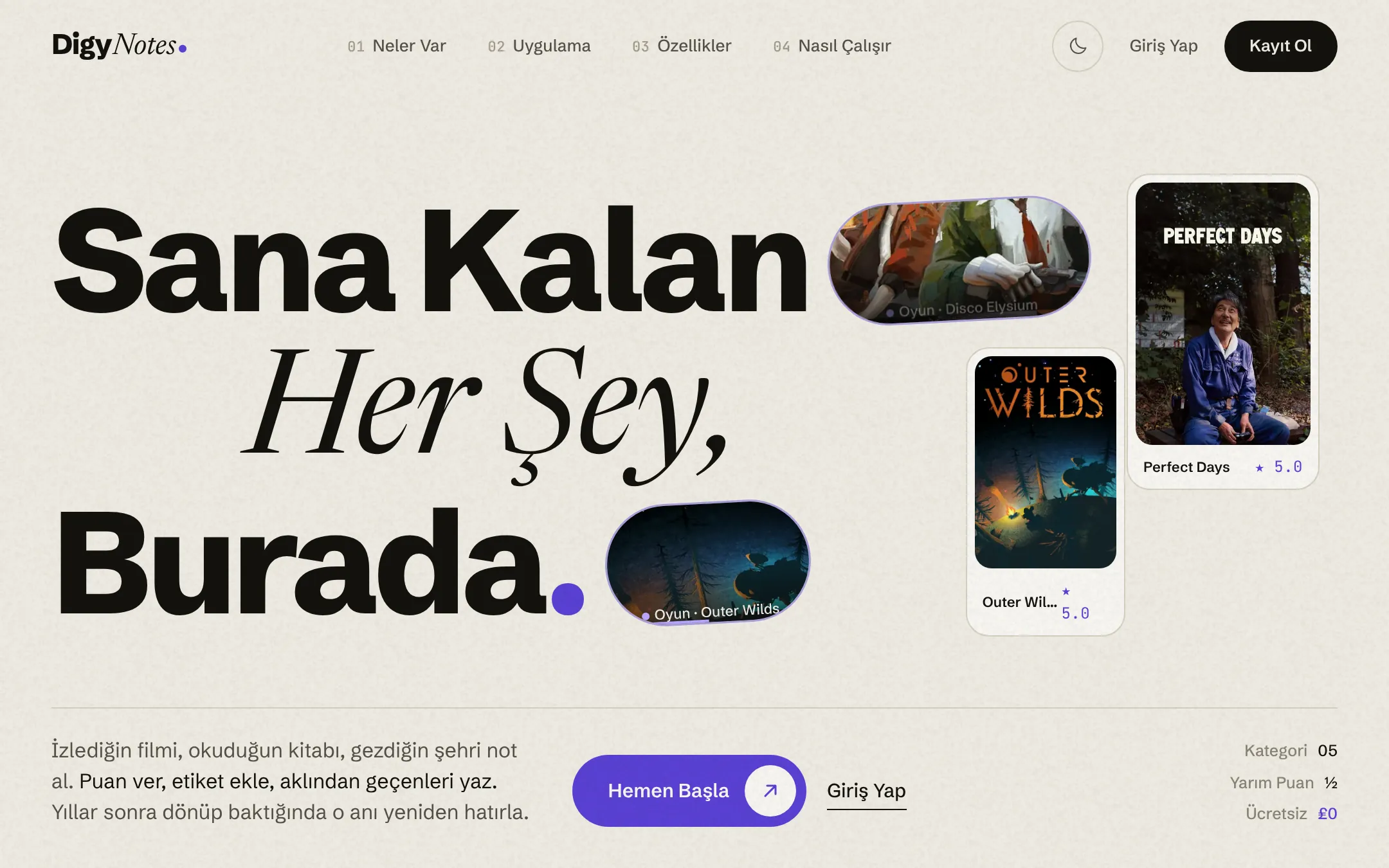 DigyNotes ana ekranı