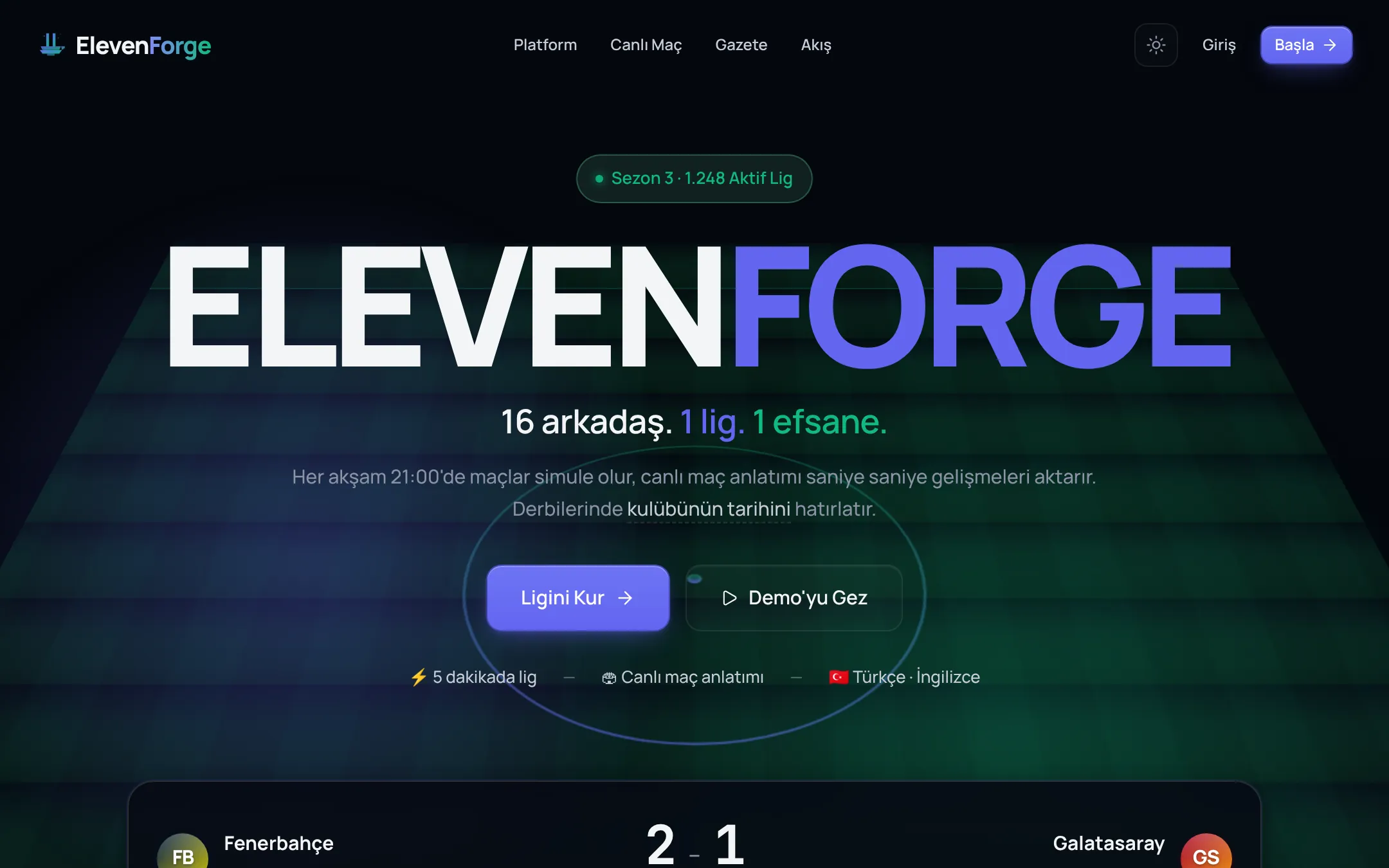ElevenForge ana ekranı