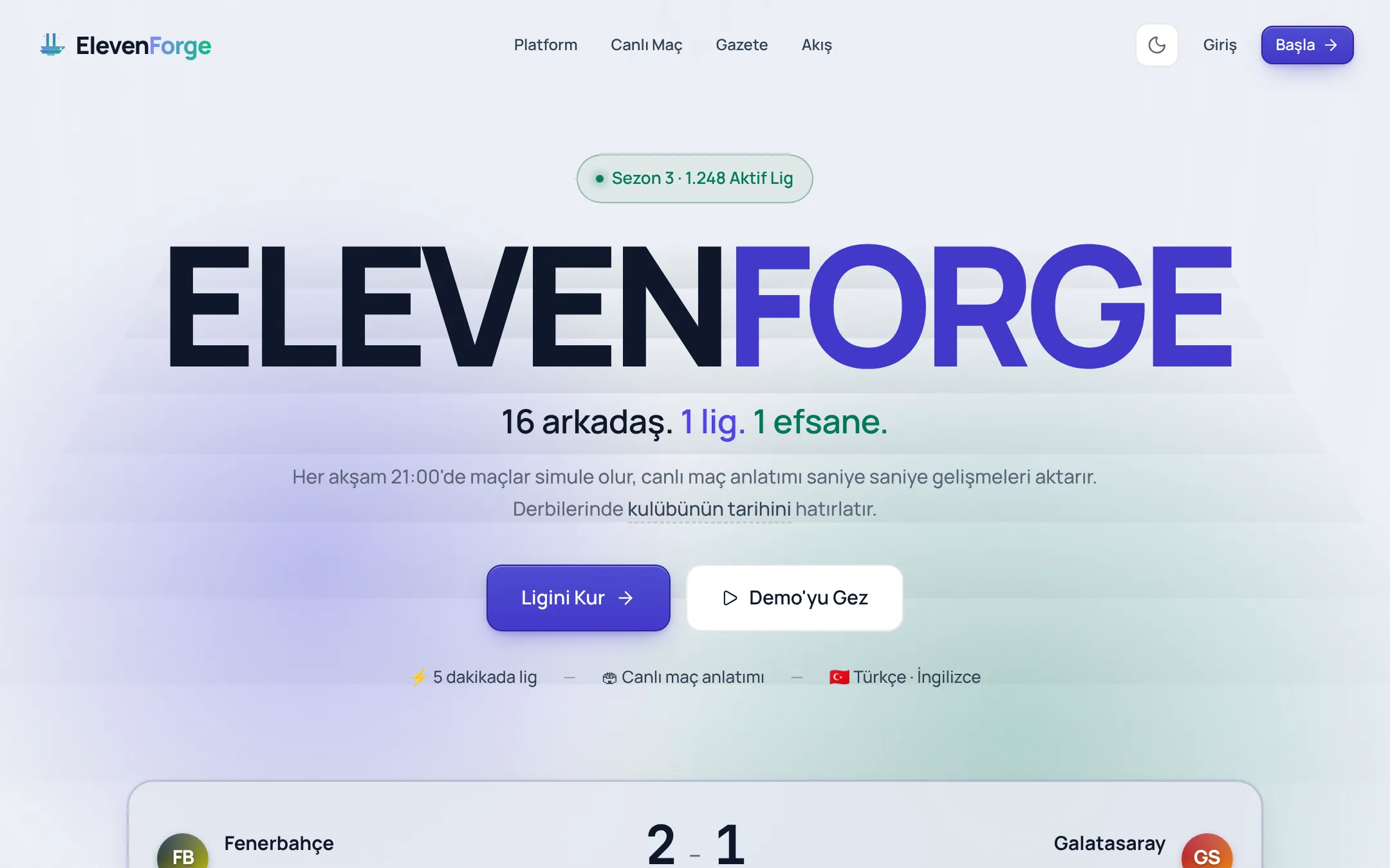 ElevenForge ana ekranı