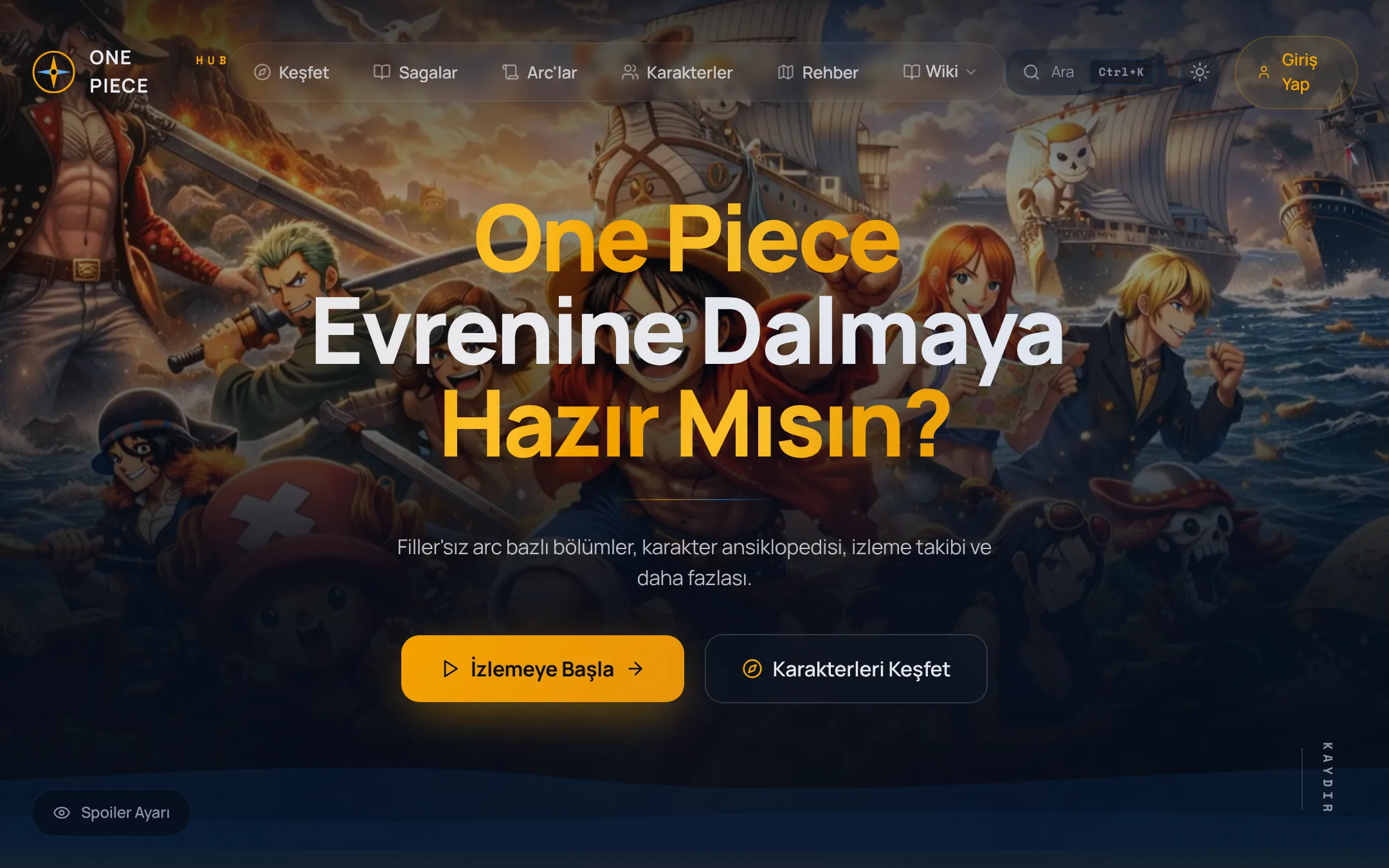 One Piece Hub ana ekranı